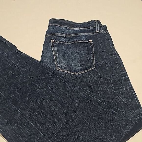 Old Navy dark blue denim slim fit, wide leg high rise jeans size 16 - Picture 1 of 9